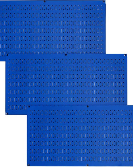 Wall Control Pegboard Value Pack - (3) Pack of Wall Control 16-Inch Tall x 32-Inch Wide Horizontal Blue Metal Wallboards for Home & Garage Tool Storage Organization (Blue Pegboard)