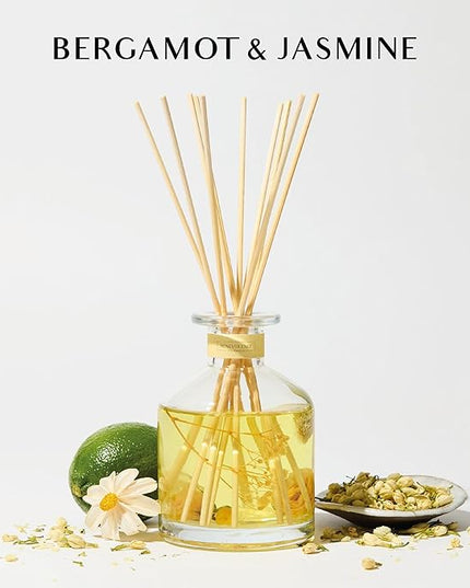 Benevolence LA Morning Ritual Reed Diffuser | Bergamot & Jasmine | Home Fragrance Diffuser for Bathroom | Long-Lasting Scent Sticks | Sun-Kissed Collection