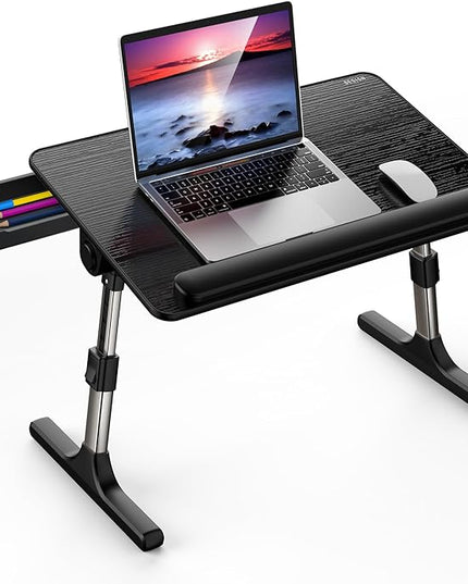 Besign LT07 Lap Desk [Extra Large], Adjustable Laptop Table, Portable Standing Bed Desk, Foldable Sofa Breakfast Tray, Notebook Computer Stand for Reading and Writing (Black)