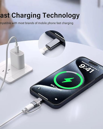 4 Pack Lightning to USB C Adapter for iPhone 15/16/17 Pro/17 Pro Max,for iPhone 17/16 Charger,17/16 Accessories,Fast Charging & Data Transfer