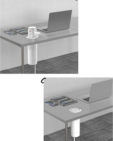 Jgstkcity Pop Up Countertop Outlet Recessed Power Strip with 15W Wireless Charger,45W USB C,3.15 inch Desk Hole,Ideal for Kitchen Island & Conference Table Receptacle (White, 6FT-45W USB Ports)