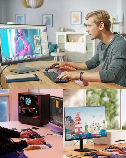 Mouse Pad Wrist Support, Laokiiy 2 in1 Keyboard Wrist Rest+ Ergonomic Mouse Pad, Non-Slip Wrist Rest for Computer Keyboard, Made Easy Typing & Relieve Wrist Pain Boho