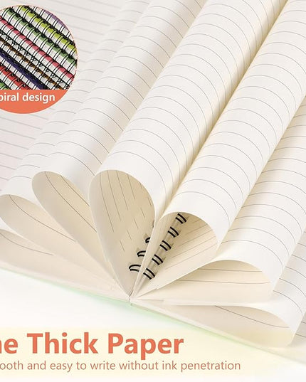 Fuutreo 12 Pcs Spiral Notebook for Work A5 8.3 x 5.7 Inch College Ruled Spiral Journal Notebook Kraft Cover Ruled Paper, 12 Color, 60 Sheets, 120 Pages for Office School (Innovative)