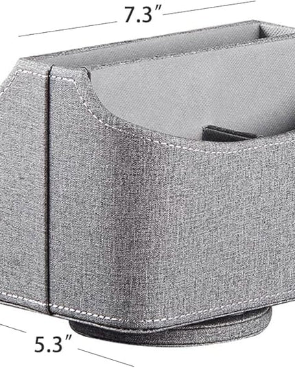 Arniche PU Leather Remote Control Holder,360 Degree Spinning Desk TV Remote Caddy,Desk Organizers and Accessories,for Controller,Media,Mail,Calculator,Mobile Phone,Pen Storage Holder (Gray Cloth)
