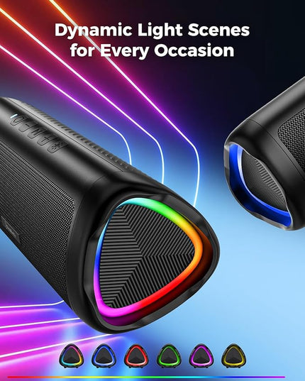 Bluetooth Speaker with HD Sound, Portable Wireless, IPX5 Waterproof, Up to 20H Playtime, TWS Pairing, BT5.3, for Home/Party/Outdoor/Beach, Electronic Gadgets, Birthday Gift (Black)