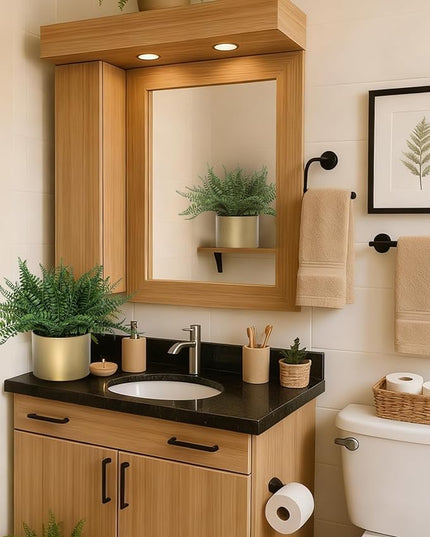 Coferset 13.5" Small Fake Plant Fern Potted Artificial Plants Fake Fern for Shelf Home Bathroom Office Decor(Gold Mental Pot)