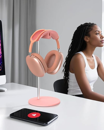 Headphone Stand, Headset Holder with Solid Base for Desk, Compatible with AirPods Max, Beats, Bose, B&O, Sony, Sennheiser, Gaming, etc (Pink)