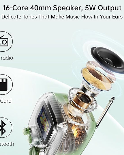 Divoom Tiivoo-2 Portable Bluetooth Speaker with FM Radio,Pixel Art Retro Mini Small Cute Wireless Speaker,Vintage Decor Suitable for Party Office Desk Home Bedroom Kitchen,Gifts for Women Men,Green