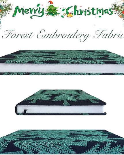 ipoul Embroidered Notebook, Cute Journal, A5, Hardcover, Lay Flat, Lined Paper, Women's Journals for Writing, Christmas Gift, Pine Tree, Evergreen, Pretty Notebook