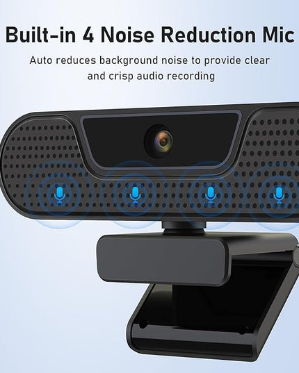 saylas 4K Webcam with 4 Noise Cancellation Microphone, W8GS Web Cam, Privacy Cover, 85° FOV, Plug & Play Web Streaming Camera for Computer, USB Webcam for Pc, Laptop, Desktop, Mac