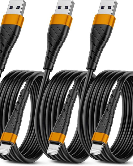 OIITH Apple MFi Certified iPhone Charger Cable 3 Pack 6 Ft, Long Lightning Charging Cord, Fast 2.4A iPhone USB Cord Compatible with iPhone12/11/XS/Max/XR/X/8/8P/7P/6 - Orange