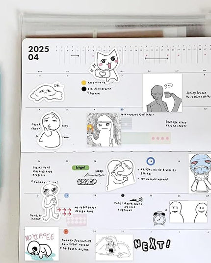 PRSTINCOL Meme Sticker Book, 30 Sheets 460+ Pcs, Black and White Funny Meme Stickers for Adults and Teens, Die Cut Vinyl Stickers for Journaling Scrapbooking DIY