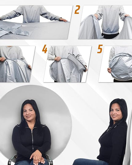 Webaround Big Shot 56" | Grey | Portable Collapsible Webcam Backdrop | Attaches to Any Chair | Wrinkle-Resistant Fabric | Ultra-Quick Setup and Takedown | Perfect for Zoom, Webex, Teams, etc.