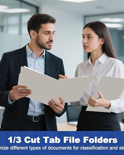 File Folder, HERKKA 30 Pack 1/3 Cut Tab File Folders, File Folders Great for Organizing and Filing, Letter Size, Grey