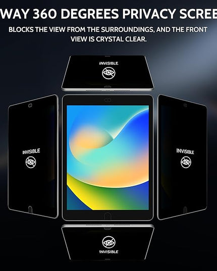Peslv 360° Privacy Screen for iPad 9th 8th 7th Gen - 10.2 Inch, Anti Glare Blue Light Spy Filter Private Cover, High Sensitive Bubble-Free Easy Install Black Security Protector