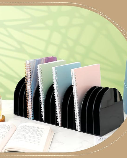 Ctosree Acrylic File Organizer for Desk Vertical 15 Compartments File Sorter Mail Organizer Desktop Countertop Folder Stand Racks for Office Home School Desk(Arch,Black)
