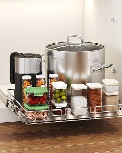LOVMOR Pull Out Cabinet Organizer 31½" W x 21½" D, Kitchen Cabinet Pull Out Shelves Slide Out Storage