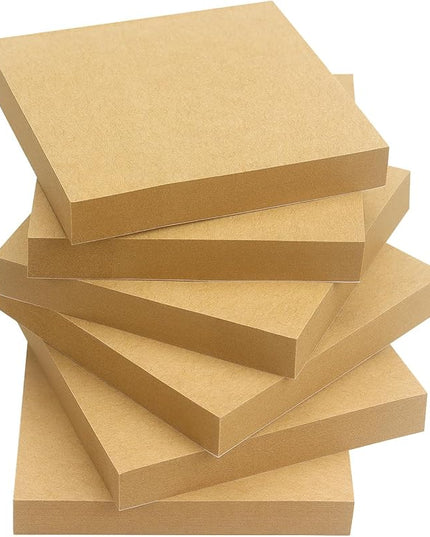 Sticky Notes 3x3 Self-Stick Notes Pads with 6 Bright Colors, Easy to Post for Office, School, Home, 6 Pads/Pack, 100 Sheets/Pad(Kraft Paper)