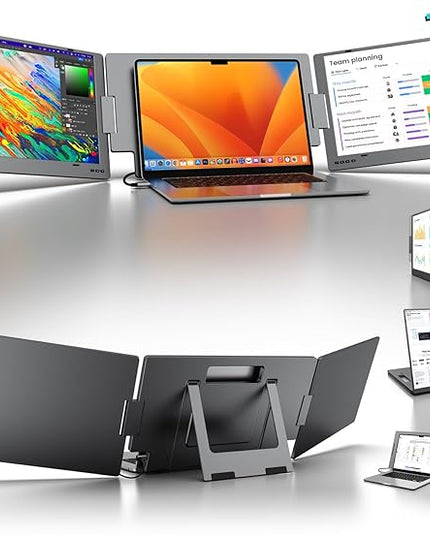 KYY Laptop Screen Extender, 15.6" Monitor Extender with Type-C Plug&Play, 1080P FHD Portable Triple Monitor for Laptop with Alloy Dual Display fit 13"-17", Portable Extended Screen for Mac/Wins/Chrome