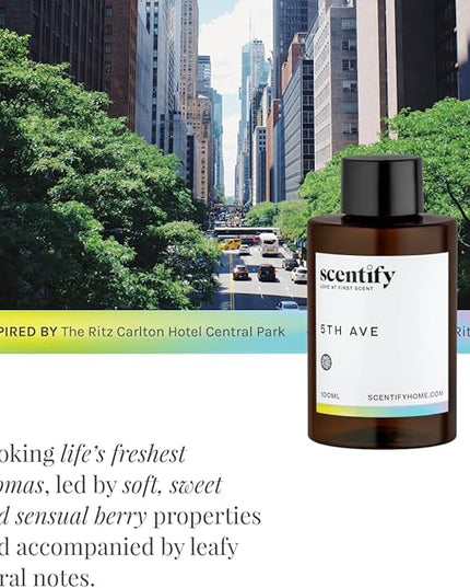 Scentify 5th Ave Aroma Oil Refill Scent for Oil Diffusers - Bergamot, Floral, Gardenia Scents - Luxurious Relaxing Aromatherapy Diffuser Fragrance 470ml, 16 oz