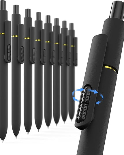Hiacry 8 Pcs Gel Pens - 0.7mm Fine Point Smooth Writing Black Ink, Quick-Dry Long Lasting Fidge Pens, School & Office Supplies for Men Women (8 Count, Black Ink)
