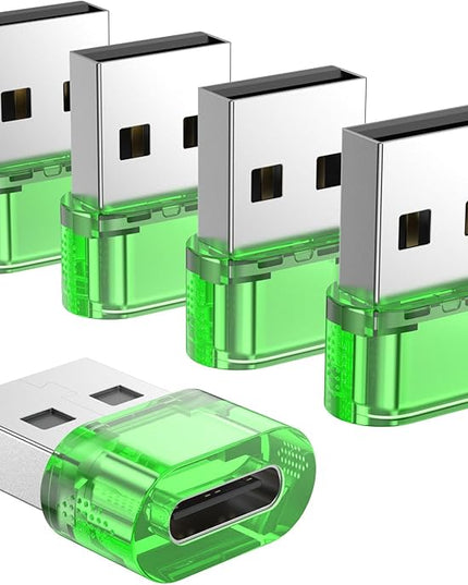 USB to USB-C Adapter 5 Pack,Type C Female to USBA Male Charger Converter, C to USB A Adapter Compatible for MagSafe Apple Watch Series 9/SE/Ultra 2 iPhone 15/16/17 Plus Pro Max AirPods Pro