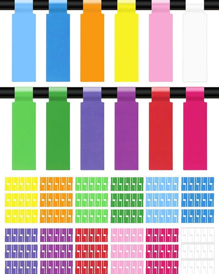 750 PCS Cable Labels, 12 Colors Waterproof Cable Tags Wire Labels for Cable Management, Self Adhesive Wire Label Printable for Laser Printer and Handwriting