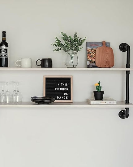Floating Shelves for Wall Bookshelf Industrial Pipe Shelving Shelves Natural Wood Planks 48 inch Rustic Wall Shelves Hanging Bookshelves Farmhouse Kitchen Shelving