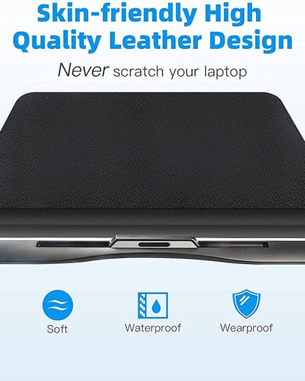 Laptop Bed Tray Table [Luxury PVC Leather], Adjustable Laptop Desk for Bed, Foldable Lap Desk for Laptop with 2 Drawers, Multifunctional Table for Working, Eating, Writing, Gaming, Drawing