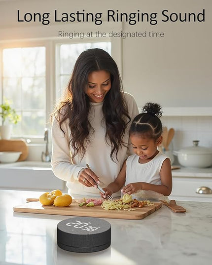 AVINIA Desk Timer for Productivity Magnetic Digital Kitchen Timer Rechargeable Fabric Mesh Cover 99 Mins Countdown/Count Up Stylish Efficana Konah Home Timmer for Cooking (Fabric Black)