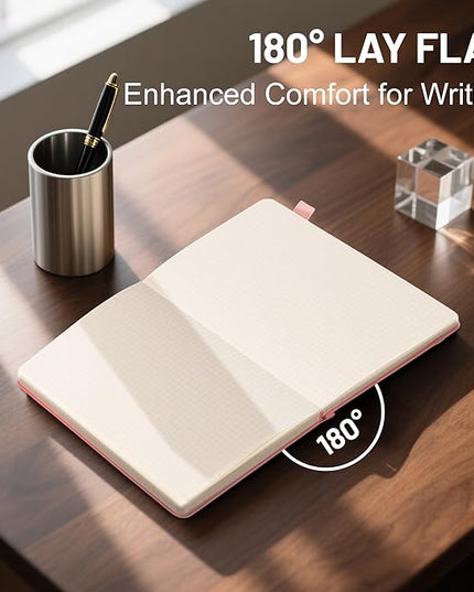CAGIE Graph Notebook 320 Pages 100 GSM Paper Graphing Grid Journal B5 Hardcover Leather Quad Ruled Notebooks for Engineering, Math, Work, Pink