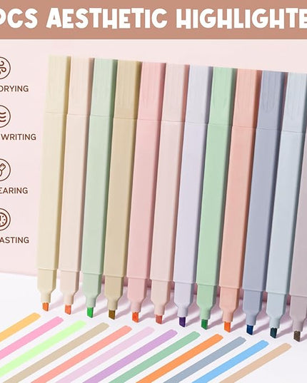 65PCS Aesthetic School Supplies with Cute Pencil Case, Pastel Highlighters Gel Pens Mechanical Pencils Set 0.5 0.7 & 2.0mm, Office Back to School Supplies College Essentials Kit Student Stationary Set