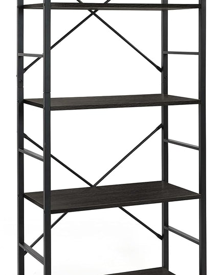 CAPHAUS 4 Tier Bookshelf, 24 Inch Width Free Standing Shelf, Bookcase Shelf Storage Organizer, Industrial Book Shelves for Home Office, Living Room, Kitchen, Black Vintage Shelves & Metal Frame
