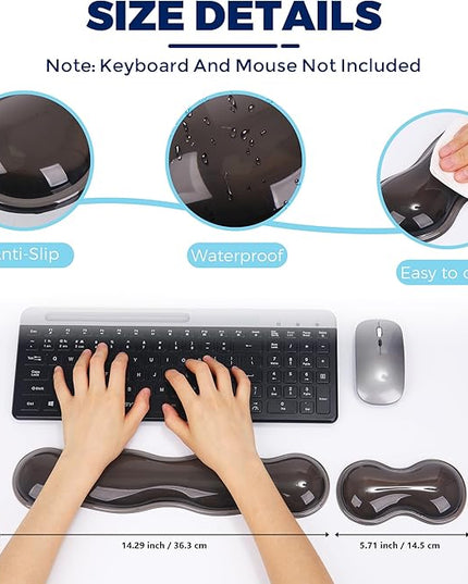 Gel Wrist Rest for Keyboard and Mouse, Wrist Rest for Keyboard, Mouse Wrist Support, Pain Relief, Cool Touch, Non-Skid, Keyboard Wrist pad