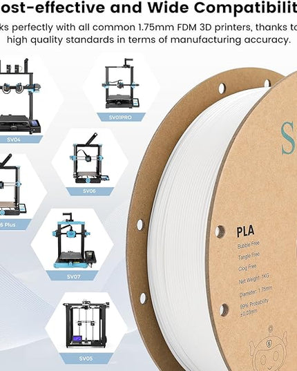 Sovol PLA 3D Printer Filament 2kg (4.4 lbs) Spool Printing Materials, Wiring Tightness, Dimensional Accuracy +/- 0.03 mm, 1.75 mm, Black+White