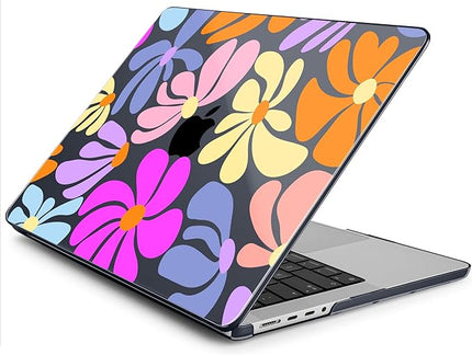 DONGKE Case for M5 MacBook Pro 14 inch 2025 2024-2021 M4 M3 M2 M1, Plastic Hard Shell Cover Compatible with A3434 A3112 A3401 A3185 A2992 A2779 A2442, Retina XDR Display & Touch ID, Power Flowers