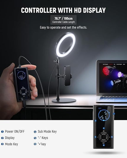 NEEWER 12" 24W High Power Desk Ring Light with Stand/Phone Holder, LED Selfie Video Conference Lighting for iPhone Streaming Makeup Vlog Recording Laptop Computer Webcam Zoom Call Podcast, RH12B