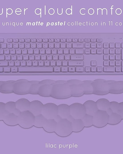 Qloud Cloud Wrist Rest Keyboard Wrist Rest for Computer Keyboard Pad, Cloud Keyboard Wrist Rest, Wrist Pad for Keyboard, Memory Foam, Non Slip Base, Comes with Mouse Pad - Lilac Purple