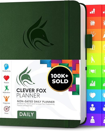 Clever Fox Daily Planner – Undated Planning Notebook with Hourly Schedule & To-Do List – Personal Day Task & Work Organizer, 6 Months (Forest Green)
