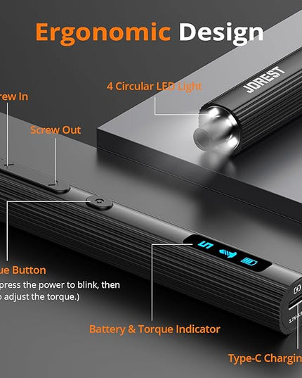 JOREST 155 in 1 Mini Electric Screwdriver Cordless, Precision Power Screwdriver Set, 5 Torque Levels (Max 0.75N.m), Gifts for Men, Magnetic Repair Tool Kit for iPhone, PC, Laptop, PS4 PS5, Xbox, Watch