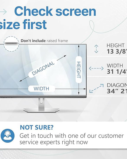 VINTEZ 34 Inch 21:9 Privacy Screen for Computer Monitor and Laptop - Anti Glare Protector Film Blue Light Filter Eye Protection - Computer Screen Privacy Shield, [1 Pack]