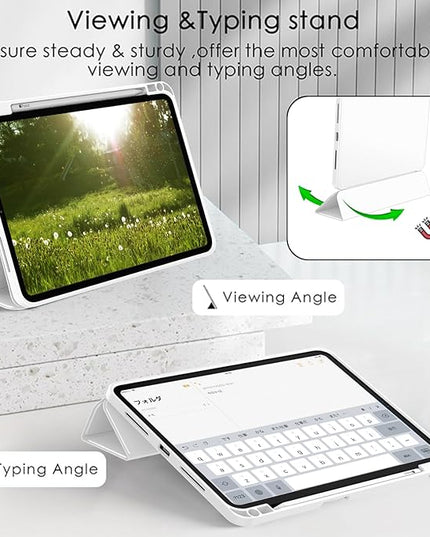 ZryXal iPad Pro 11 Inch Case (M5) 2025/ (M4) 2024 (Model: A2836/A2837/A3006), Trifold Stand Smart Cover with Pencil Holder and Soft TPU Back, Auto Wake/Sleep (White)