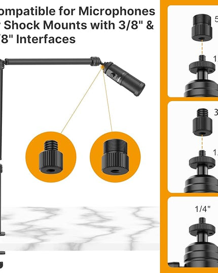 VIJIM LS08 Flexible Overhead Camera Mount Desk Stand, Webcam Stand Microphone Boom Arm Tabletop Photography Videography Live Stream Table clamp Mount