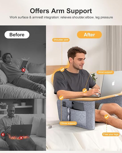 Lap Desk for Adults with Arm Rests,Ergonomic Laptop Pillow Stand for Bed,Couch,Floor,Large Table for Long Hours Work,Eating,Gaming,Reading and Writing,Lap Laptop Desk for College Dorm Room