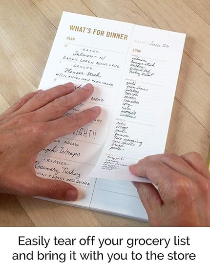 Meal Planning Notepad - What's for Dinner Weekly Meal Planner and Grocery List Magnet Pad with Tear-Off Shopping List - Family Dinner Menu for Fridge & Meal Prep - 6x9” - 50 Sheets