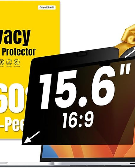 F FORITO 15.6 Inch Laptop Privacy Screen Protector, 360° Anti Peeping and Anti Glare Laptop Privacy Shield Compatible with 15.6" HP/Lenovo/Dell/Acer/ASUS/Thinkpad with 16:9 Aspect Ratio