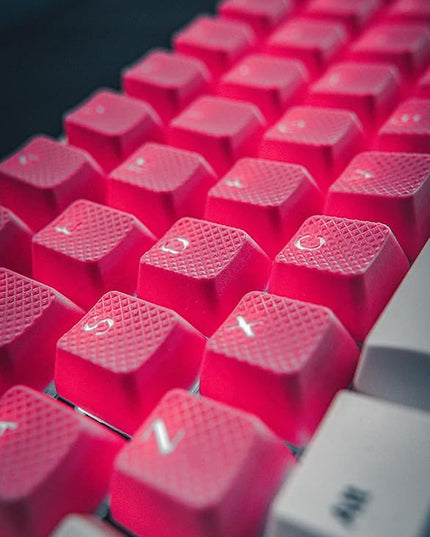 TAI-HAO 42 Rubber Gaming Keycaps Compatible with All MX Types Keyboards - Neon Pink