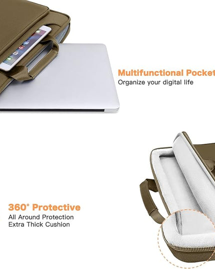 MOSISO 360 Protective Laptop Shoulder Bag Compatible with MacBook Air/Pro, 13-13.3 inch Notebook, Compatible with MacBook Pro 14 inch M5 M4 M3 M2 M1,Matching Color Sleeve with Belt, Olive Yellow