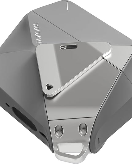 Aulumu A29 Geometric AirPods 4 Case with Lock | Protective Cover with Nylon Buckle | Alloy Armour | Compatible with Apple AirPods 4th (2024) - Grey