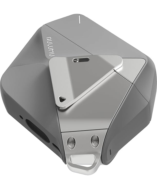 Aulumu A29 Geometric AirPods 4 Case with Lock | Protective Cover with Nylon Buckle | Alloy Armour | Compatible with Apple AirPods 4th (2024) - Grey